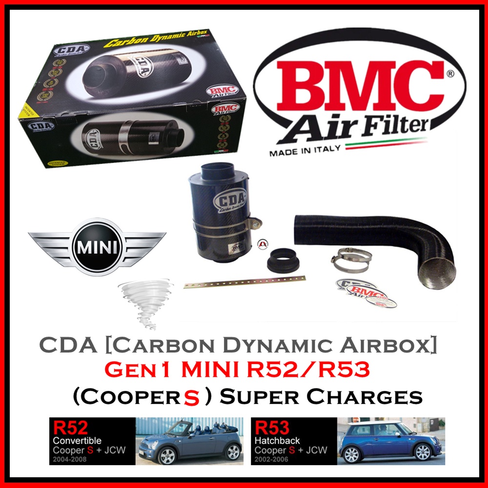 ชุดกรองเปลือยคาร์บอนเคฟล่าแท้ BMC 🇮🇹 Carbon CDA Kit CARBON DYNAMIC AIRBOX MINI Gen1 R52/R53 Cooper S