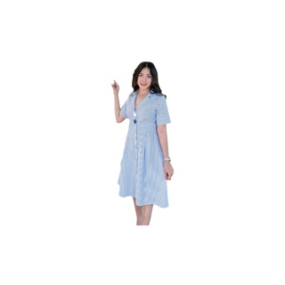 VP1093 Blue And White Stiped Dress