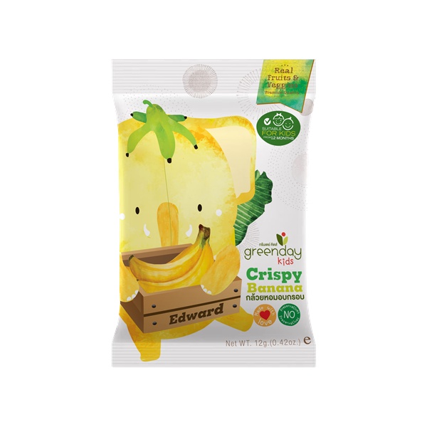กรีนเดย์ คิดส์ กล้วยอบกรอบ 12 กรัม Greenday Kids Crispy Banana 12g.
