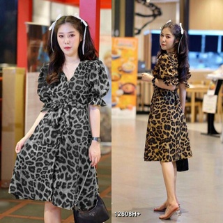 Dress เดรสแขนตุ๊กตา กระดุมผ่าหน้า ผ้าหางกระรอก