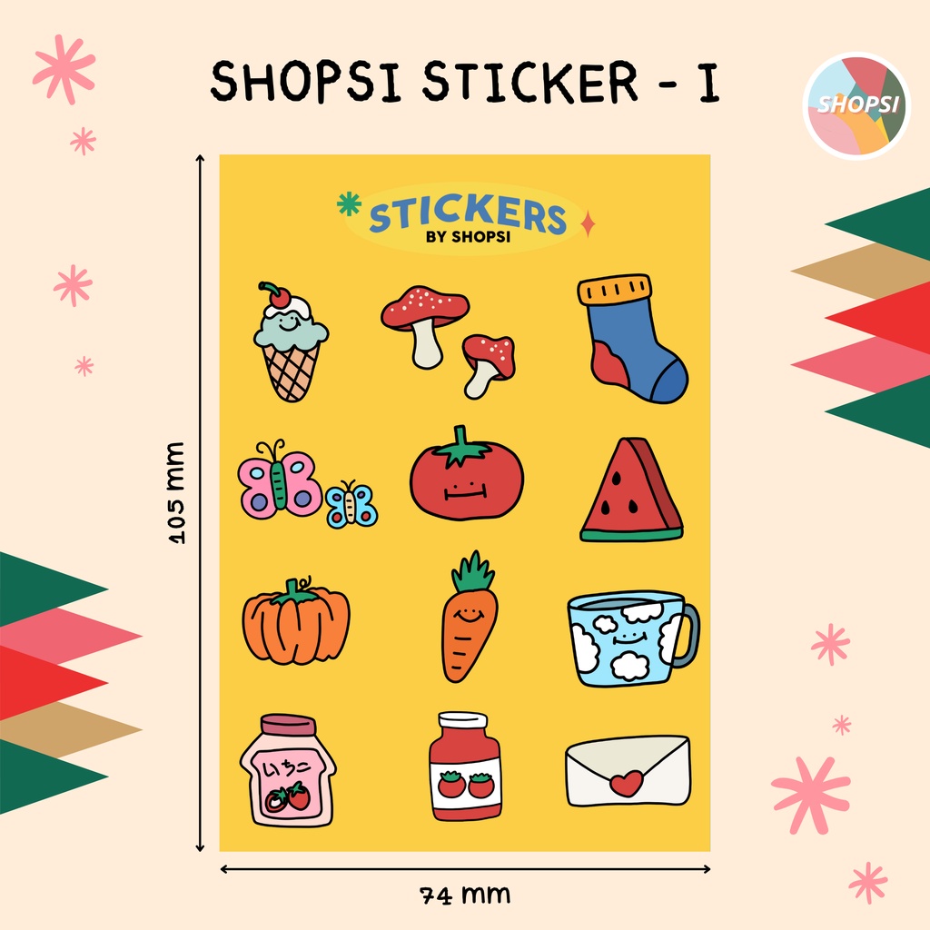 EXCLUSIVE | SHOPSI STICKER V2 สติ๊กเกอร์น่ารัก ลายการ์ตูน ขนาด A7 ผิวด้าน แปะหนังสือ แปะเคส ราคาถูกพร้อมส่ง SHOPSI