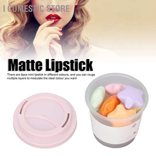 [Ready Stock] 6Pcs Lipstick Mini Matte Moisturizing Long Lasting Non Stick Star Shape Portable 1g