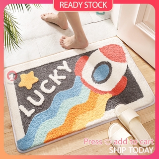  พรม เสื่อ ดูดซึมน้ำ กันลื่น Carpet Floor Mats 🔴 Water-absorbent, Non-slip Thickening Universe Starry Sky Rainbow Bathroom Doorway Home Decoration Living Room Bedroom Door-in Mat