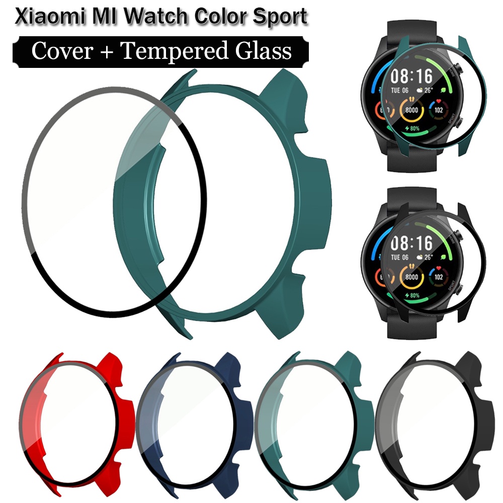 เคสป้องกัน Pc สําหรับ Xiaomi MI Watch Color Sport Global Version เคสป้องกันหน้าจอ + ฟิล์มกระจกนิรภัย