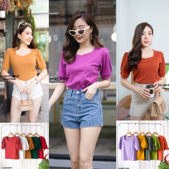ป้าย GI-ANTS เสื้อคอ5เหลี่ยมแขนตุ๊กตา ใส่น่ารักมากๆ G63
