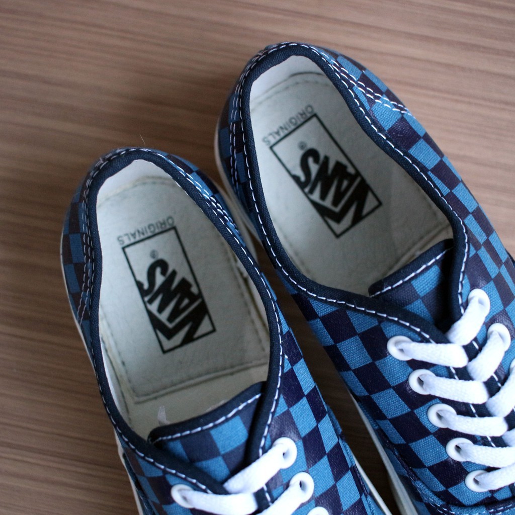 vans vault og authentic lx checkerboard majolica blue