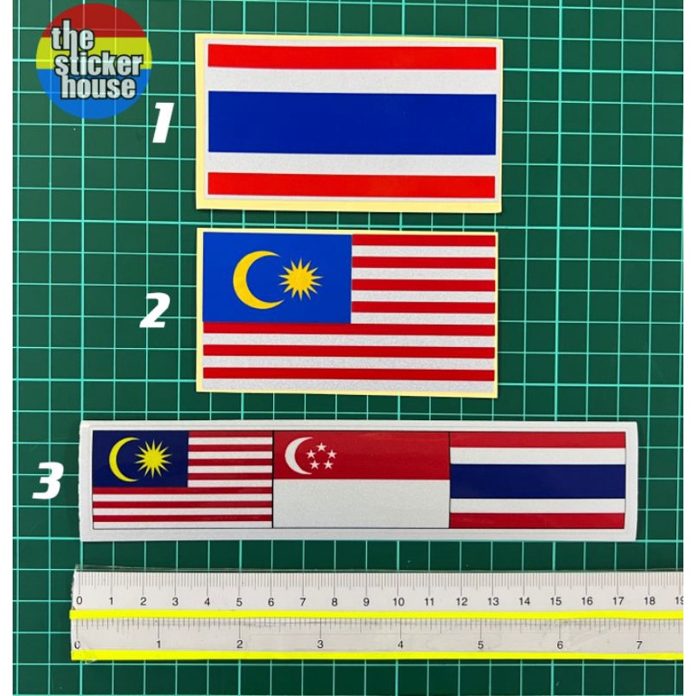 FLAG / FLAG STICKER CUTTING OVERLAPPING REFLECTIVE / MY SG THAI STICKER PRINTING การออกแบบลามิเนต