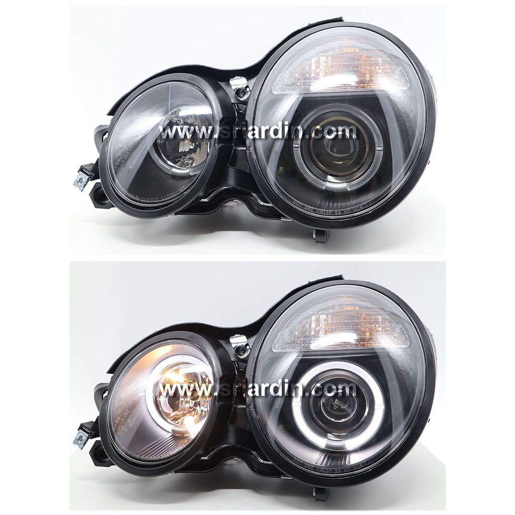 Mercedes E-Class 96-98 / 99-01 W210 โคมไฟหัวโปรเจคเตอร์พร้อมหลอดไฟ LED Ring { 1 คู่ซ้ายและขวา }