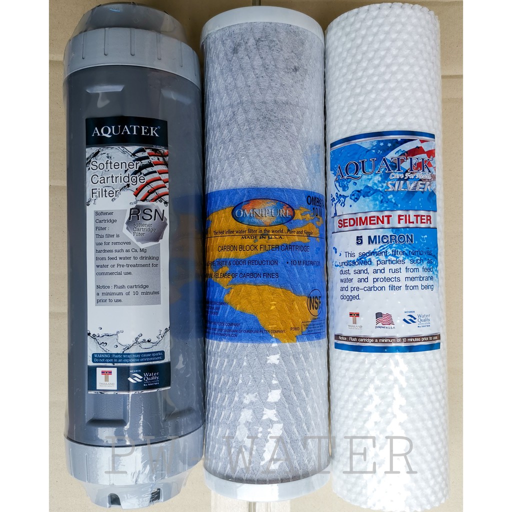 ไส้กรองน้ำ AQUATEK 3 ขั้นตอน 10นิ้ว เกรด USA (CTO Omnipure)