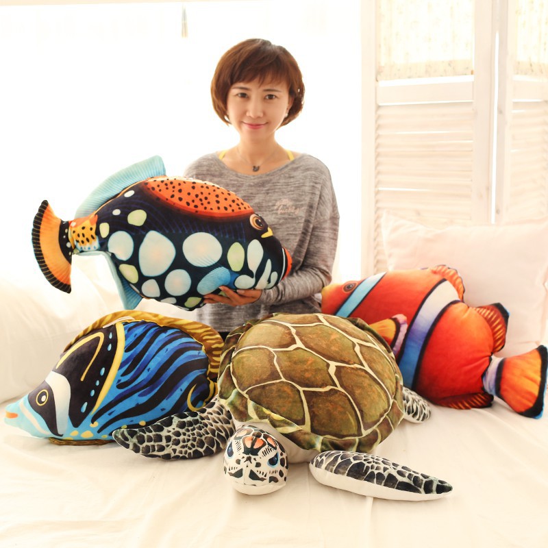 Undersea World Down Cotton Soft Body Doll Turtle Clown Fish Plush Toy ...