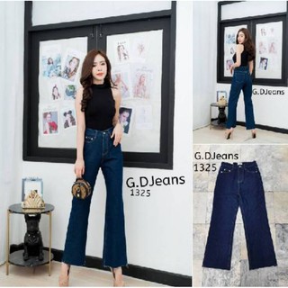 G.D.Jeans รุ่น 1325#กางเกงยีนส์ขายาวผ้าด้านสีเข้มทรงขาม้าเรียบความยาว39นิ้ว