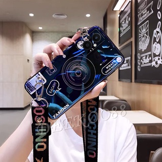 เคสโทรศัพท์ OPPO Reno7 Z 5G A95 A76 A55 4G A16K A16 ลายกล้องน่ารัก พร้อมสายคล้องคอ ปรับได้ + ขาตั้ง ฝาหลัง Reno 7 Z 7Z OPPOA76 เคสโทรศัพท์มือถือ