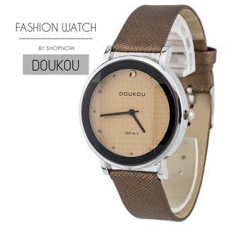 DOUKOU WATCH นาฬิกาข้อมือหญิง (ตัวใหญ่ สีน้ำตาล) ส่งฟรี