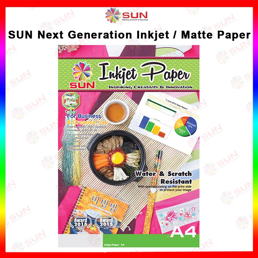 A4 กระดาษอิงค์เจ็ทด้านเดียว - SUN Next Generation Inkjet Paper A4 (Doff / Matte) หนา 110, 130, 200 แ