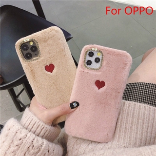 หรูหรา เพชร ขน ตุ๊กตา กันกระแทก รัก เคสโทรศัพท์ OPPO Reno 5 Pro 4 10X Zoom A52 A72 A92 A3S A5S A93 F17 Pro F11 F9 F7 A5 A9 A31 A53 2020 Phone Case