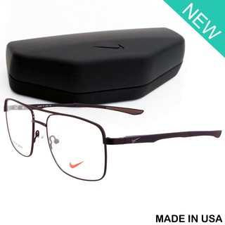 Nike แว่นตา รุ่น 7691 C-4 สีน้ำตาล กรอบเต็ม ขาสปริง วัสดุ สแตนเลส สตีล Eyewear Top Glasses Made in USA