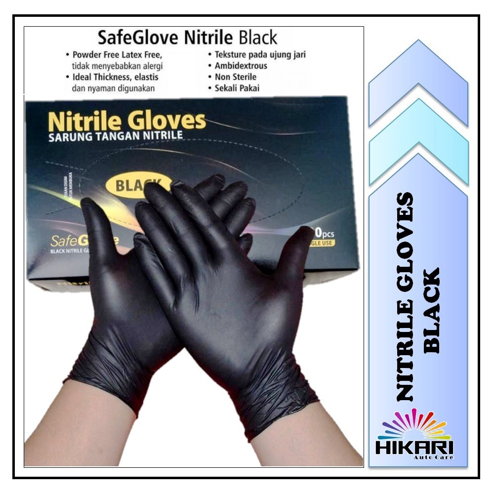 NITRILE GLOVES BLACK DETAILING / NOT LATEX / NITRILE GLOVES BLACK