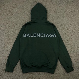 Balenciaga เสื้อแจ็คเก็ตกันหนาวมีฮู้ดลายโลโก้สีดํา