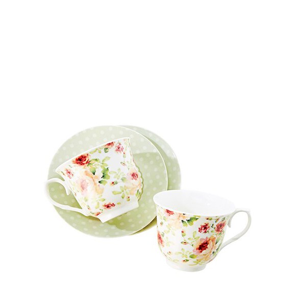 ชุดแก้วกาแฟพร้อมจานรอง CUIZIMATE  ลาย GREEN ROSE รุ่น GZ119MBM070884 จำนวน 4 ชิ้น