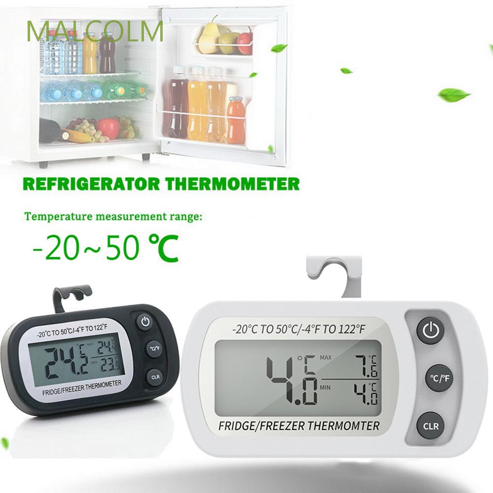 Malcolm เครื่องวัดอุณหภูมิแม่เหล็กหน้าจอ Lcd กันน้ําสําหรับติดตู้เย็นแบบพกพาหลากสี