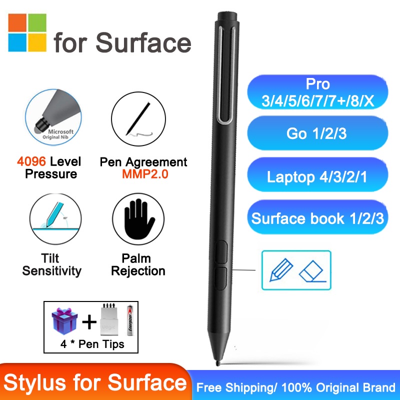 ปากกาสไตลัส สําหรับ Microsoft Surface [อัพเกรด] 4096 ความไวต่อแรงกด สําหรับ Surface Pro X 7 6 5 4 Surface Laptop Book Go Studio