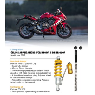 สปริงโช้คหน้า Ohlins FSK 150 สำหรับ Honda CB/CBR650R ปี 2019-20 FuriiShop