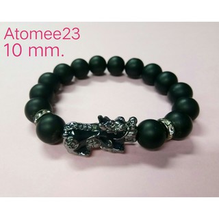 กำไลปี่เซียะ หินนิลดำ (Black Onyx)  ขนาด 10 mm.