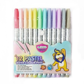 ปากกาเมจิกสีน้ำ 12 สีพาสเทล  Master Art (Water Colour Pens 12 pastel)