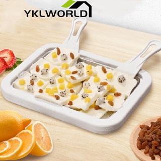 YKLWORLD เครื่องผัดไอติม เครื่องทำไอติมผัดแบบมินิ ผัดในครัวเรือน DIY โฮมเมดไอศกรีมผัดโยเกิร์ต