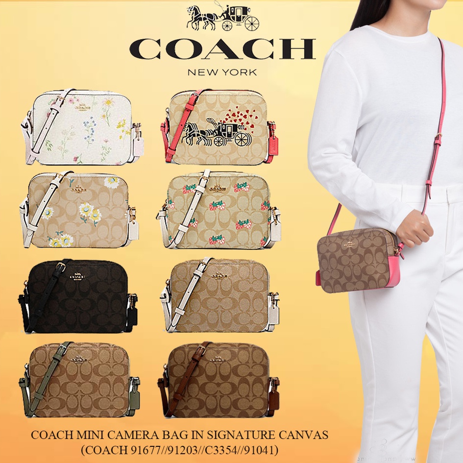 COACH MINI CAMERA BAG IN SIGNATURE CANVAS WITH DAISY PRINT (COACH C3354)