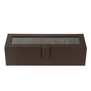 กล่อง เก็บเครื่องสำอางค์ Cosmetic box กล่องเหลี่ยม KAN LEATHER WATCH BOX 29.5x9.5x8.2 ซม. PU สีน้ำตาล