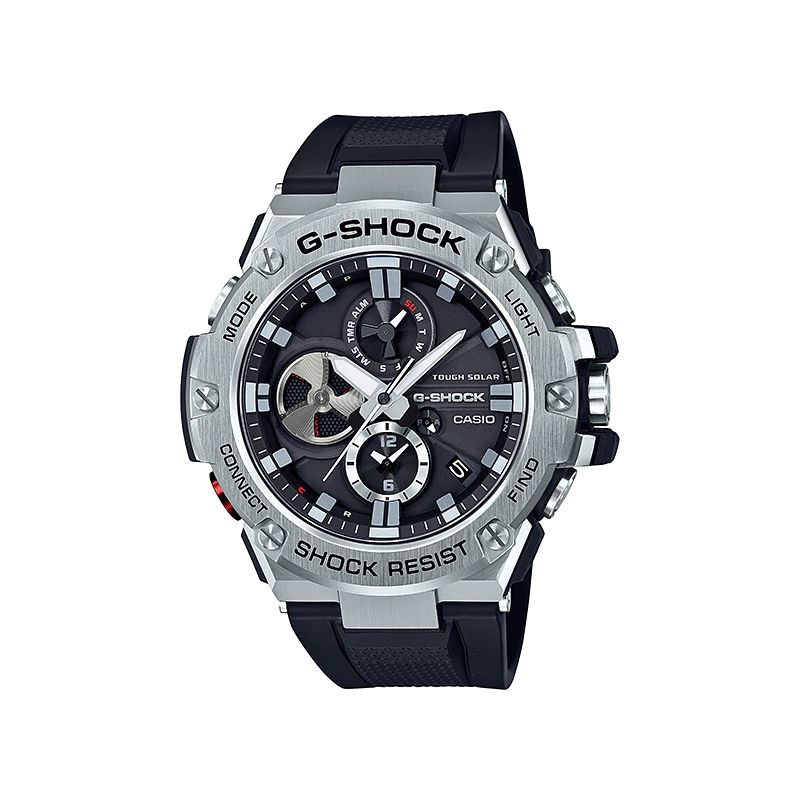 นาฬิกาผู้ชายมี Bluetooth® Casio Men's Watches G-Shock GST-B100-1ADR Silver &amp; Black