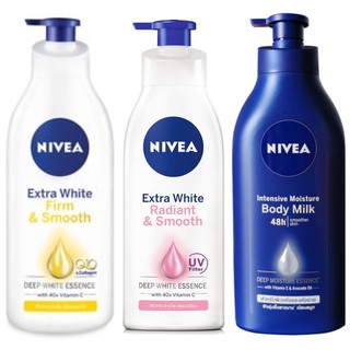 # NIVEA นีเวีย อินเทนซีฟ มอยส์เจอร์ บอดี้ มิลค์#นีเวีย เอ็กซ์ตร้า ไวท์ เรเดียนท์&amp;สมูท/เฟิร์มมิ่ง&amp;สมูท 600 มล. มี 3 สูตร