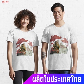 Illicit เสื้อยืดลำลอง Goblin Kappa Legendary Creature Mythology Salamander Japanese art Essential T-Shirt Mens Womens