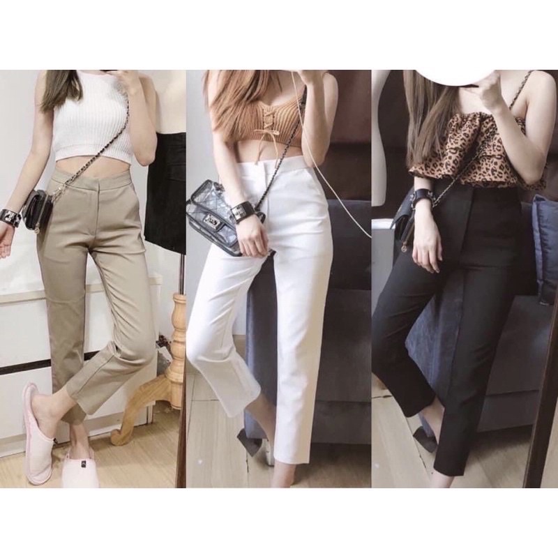 กางเกง7ส่วนผ้าดับเบิ้ล งานตะขอหน้า ซิปหน้า ทรงเข้ารูป