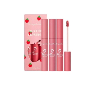 ลิปสติกลิปกลอส Velvet Strawberry Matte เพิ่มความชุ่มชื้นติดทนนาน 3 ชิ้น