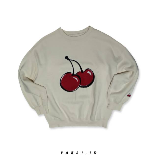 Kirsh Big Cherry Ivory Crewneck