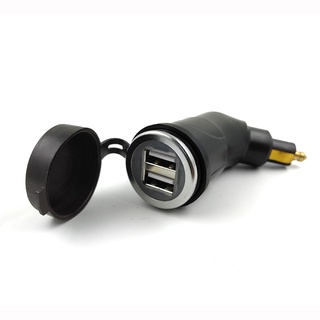 3.3A DIN Hella Powerlet Plug to Dual USB Charger Adapter for BMW Ducati Triumph Motorcycle iPhone, and GPS SatNav (Angle