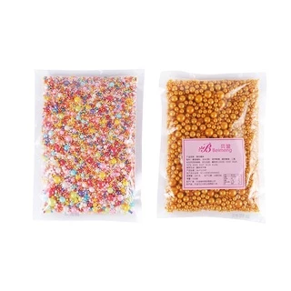 (ราคาส่ง)มุกสีรวมไซค์ น้ำตาล แต่งหน้าเค้ก ขนาด 500 กรัม สำหรับตกแต่งเค้ก(ดาวขาว)