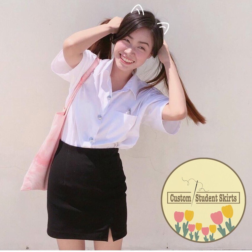 กระโปรงนักศึกษาผ่าหน้าขา(สินค้าสั่งตัดไม่สามารถเก็บปลายทางได้ครับ)