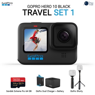 GoPro Hero 10 Black Travel Set 1 (Sandisk Extreme Pro 64GB, GoPro Shorty, แท่นชาร์จ และ แบตเตอรี่ GoPro) ศูนย์ไทย