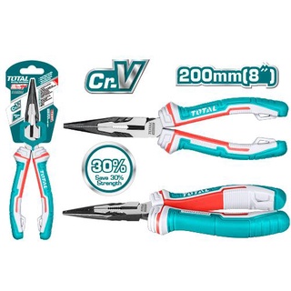 TOTAL THT220806S คีมปากแหลม (Long Nose Plier) ขนาด 8 นิ้ว รุ่นผ่อนแรง (High Leverage)