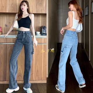 Bee🐝พร้อมส่ง🐝ยีนส์ทรงกระบอก สไตส์เกาหลี / Girls jeans / กางเกงยีนส์ทรงกระบอก ขายาว เท่สุด กางเกงยีนส์ 3001