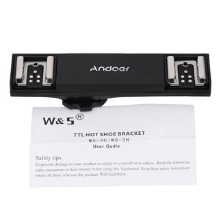 3elife☆Andoer Dual Hot Shoe Flash Speedlite Light Bracket Splitter for Canon 7DII 70D