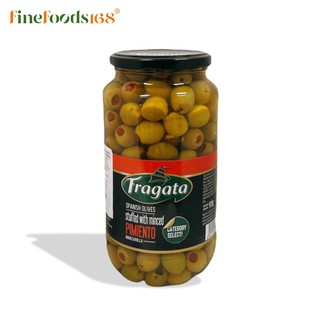 ฟรากาต้า มะกอกเขียวยัดไส้พริก 935 กรัม Fragata Pimiento Paste Stuffed Manzanilla Olives 935 g.