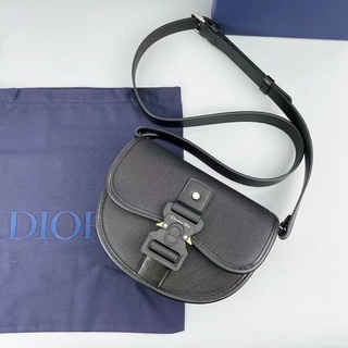 CHRISTIAN DIOR GALLOP MESSENGER BAG BEIGE AND BLACK DIOR OBLIQUE JACQUARD AND BLACK GRAINED CALFSKIN กระเป๋าดิออร์