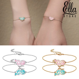 Ellastore123 สร้อยข้อมือคู่รัก ปรับขนาดได้ ป้องกันอาการแพ้ ของขวัญตกแต่ง สําหรับวันครบรอบ 1 คู่