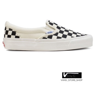 VANS SLIP ON OG CHECKERBOARD BLACK WHITE สินค้ามีประกันแท้