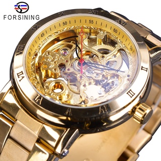 Forsining Full Golden Luxury Watches Black Red Hands Design Waterproof Mens Automatic Watches Folding Clasp with Safety