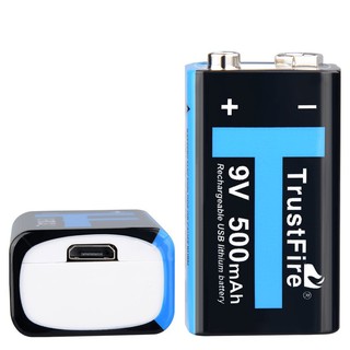 ถ่าน แบตเตอรี่ TrustFire 9V แบบ USB 500mAh นวัตกรรมใหม่ไม่ต้องซื้อแท่นชาร์จ